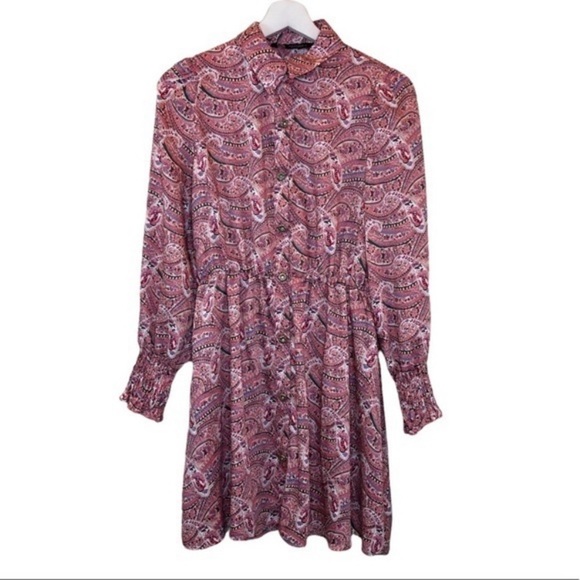 Zara Pink Paisley Shirt Dress - Picture 7 of 8